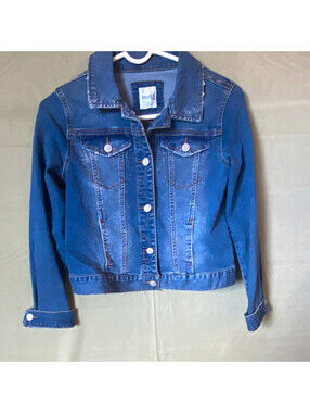 Mudd Girls Blue Denim Jacket Size 16 Button Front Collared Long Sleeve Short